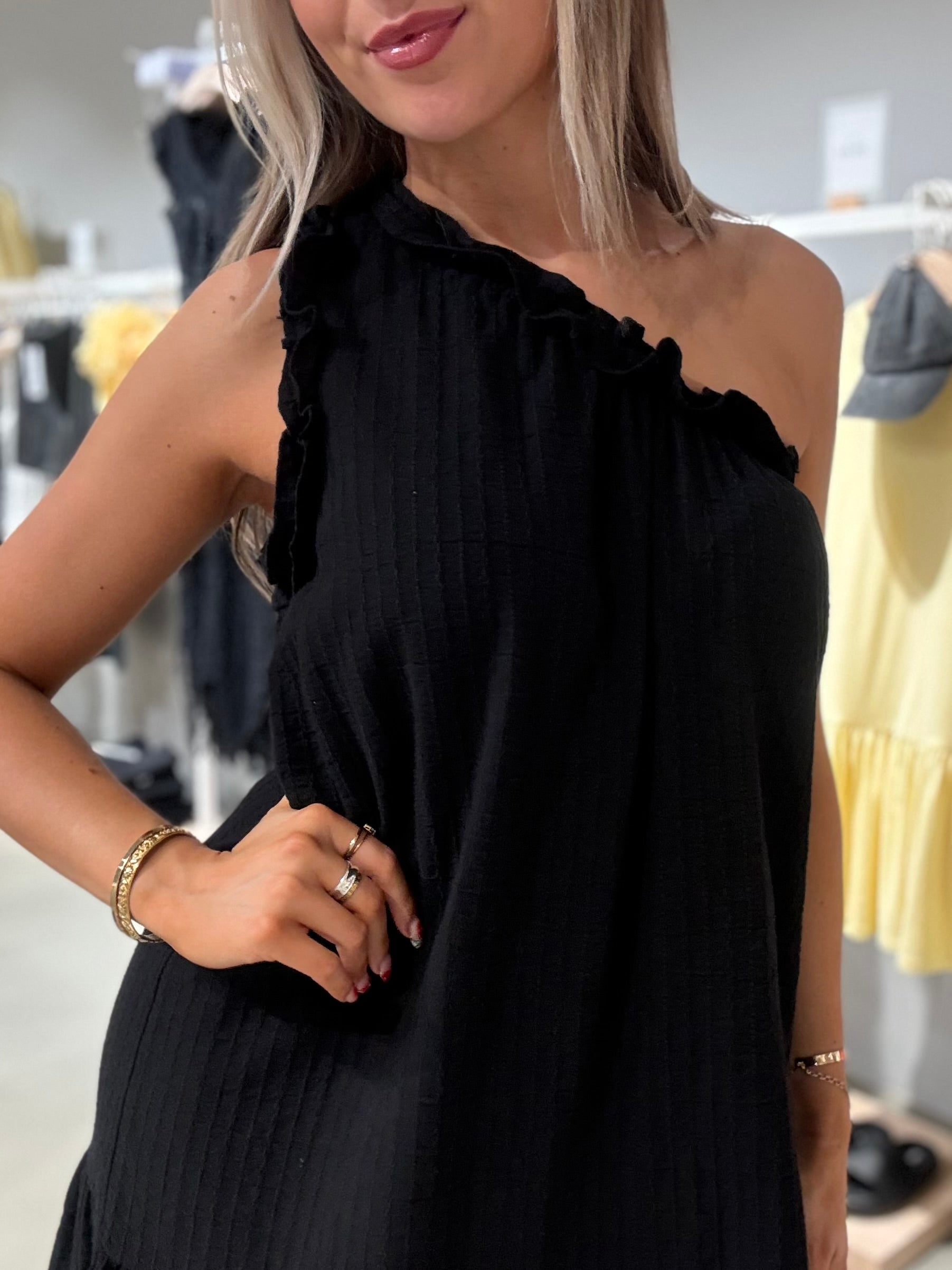 VISERINO Short Dress - Black Beauty